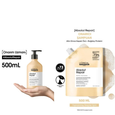 Loreal Professionnel Serie Expert Absolut Repair Yıpranmış Saçlar İçin Onarıcı Refill Şampuan 500ml