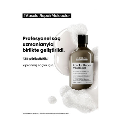 Loreal Professionnel Serie Expert Absolut Repair Molecular Tüm Yıpranmış Saçlar İçin Arındırıcı Şampuan 300ml Loreal Professionnel Serie Expert Absolut Repair Molecular Tüm Yıpranmış Saçlar İçin Arındırıcı Şampuan 300ml