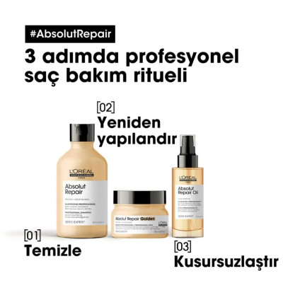 Loreal Professionnel Serie Expert Absolut Repair Golden Yıpranmış Saçlar İçin Onarıcı Altın Maske 250ml