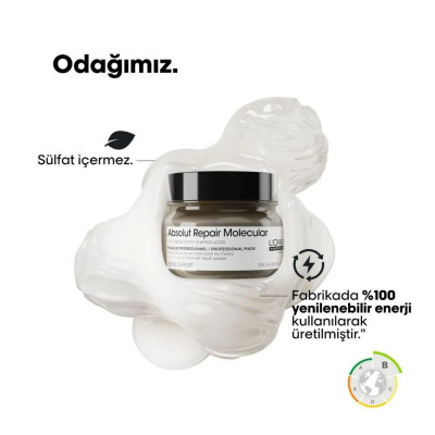 Loreal Professionnel Absolut Repair Molecular Tüm Yıpranmış Saçlar İçin Yoğun Onarıcı Maske 250ml Loreal Professionnel Absolut Repair Molecular Tüm Yıpranmış Saçlar İçin Yoğun Onarıcı Maske 250ml