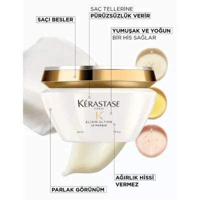 Kerastase Elixir Ultime Parlaklık Veren Argan Yağlı Saç Maskesi 200ml Kerastase Elixir Ultime Parlaklık Veren Argan Yağlı Saç Maskesi 200ml