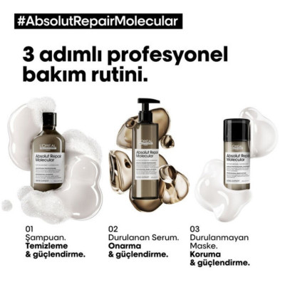 Loreal Professionnel Paris Serie Expert Absolut Repair Molecular Tüm Yıpranmış Saçlar İçin Durulanmayan Maske 100 ml Loreal Professionnel Paris Serie Expert Absolut Repair Molecular Tüm Yıpranmış Saçlar İçin Durulanmayan Maske 100 ml