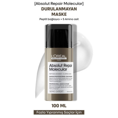 Loreal Professionnel Paris Serie Expert Absolut Repair Molecular Tüm Yıpranmış Saçlar İçin Durulanmayan Maske 100 ml Loreal Professionnel Paris Serie Expert Absolut Repair Molecular Tüm Yıpranmış Saçlar İçin Durulanmayan Maske 100 ml