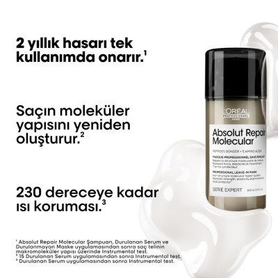 Loreal Professionnel Paris Serie Expert Absolut Repair Molecular Tüm Yıpranmış Saçlar İçin Durulanmayan Maske 100 mlMarcus & Mira Loreal Professionnel Paris Serie Expert Absolut Repair Molecular Tüm Yıpranmış Saçlar İçin Durulanmayan Maske 100 mlMarcus & Mira