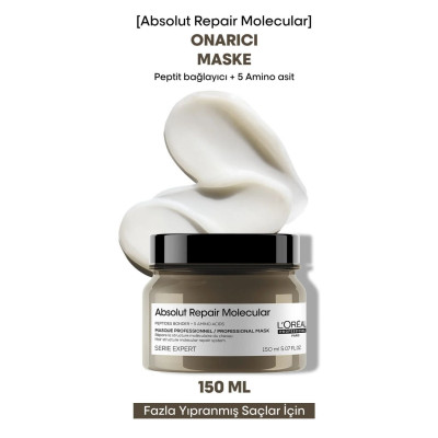 Loreal Professionnel Absolut Repair Molecular Tüm Yıpranmış Saçlar İçin Yoğun Onarıcı Maske 150mlMarcus & Mira Loreal Professionnel Absolut Repair Molecular Tüm Yıpranmış Saçlar İçin Yoğun Onarıcı Maske 150mlMarcus & Mira
