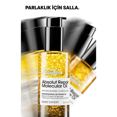 Loreal Professionnel Absolut Repair Molecular Çift Fazlı Profesyonel Bakım Yağı 30 ml Loreal Professionnel Absolut Repair Molecular Çift Fazlı Profesyonel Bakım Yağı 30 ml
