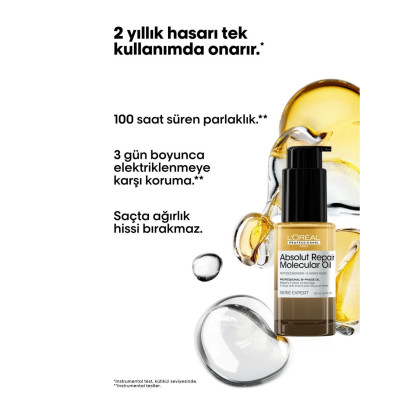 Loreal Professionnel Absolut Repair Molecular Çift Fazlı Profesyonel Bakım Yağı 30 ml|Marcus & Mira Loreal Professionnel Absolut Repair Molecular Çift Fazlı Profesyonel Bakım Yağı 30 ml|Marcus & Mira