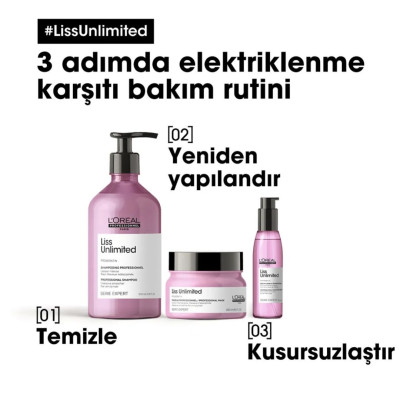 Loreal Professionnel Serie Expert Liss Unlimited Elektriklenme ve Kabarma Karşıtı Yoğun Yumuşaklık Veren Şampuan 500ml